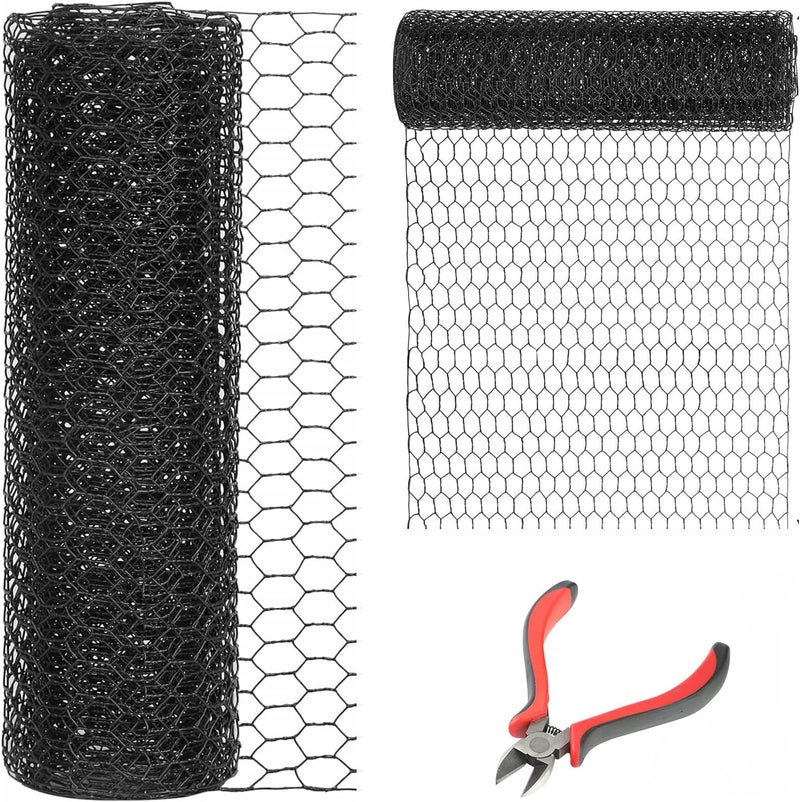 DOLEMODUO 12'' x 150' Black Chicken Wire Mesh Fence, 20 Gauge Galvanized Poultry Netting and 1 inch Garden Mesh Fence Roll, Chicken Wire for Floral Arrangements/Crafts/Farm/Livestock/Pet Protection - Image 1